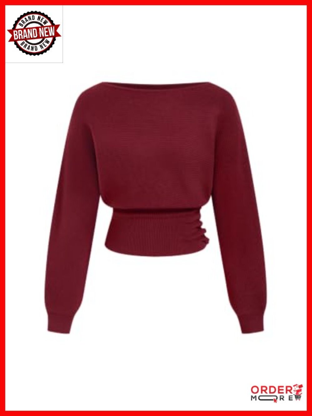 Cropped Boat Neck Pullover Sweater with Side Buttons